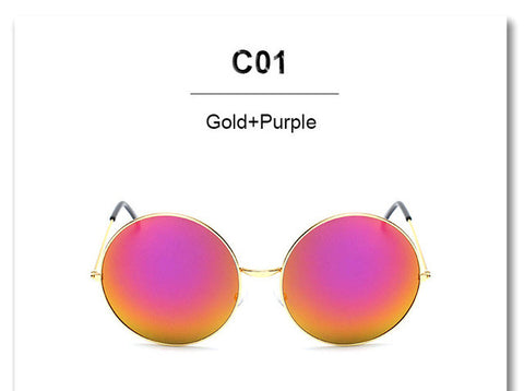 Oversized Round Circle Frame Mirror Sunglasses Purple Super Women Men Cheap UV400 Sun Glasses Brand Design Female Male