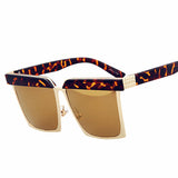 New Fashion Sunglasses Women Big Square Frame Sun Glasses Unique Brand Design Reflective Color Film Lens Hot 2017 Men Glasses
