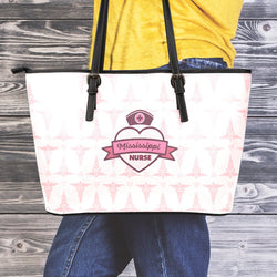 MS Nurse Pink Large Leather Tote Bag