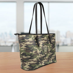 Camouflage Large Leather Tote Bag