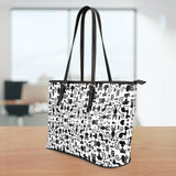 Cats White Large Leather Tote Bag