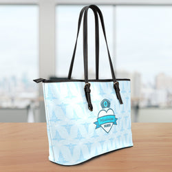 MS Nurse Blue Small Leather Tote Bag