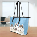 Huskies Small Leather Tote Bag