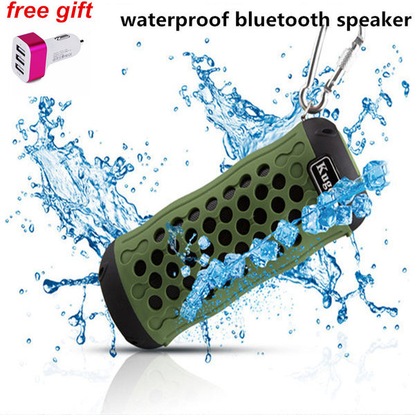 Kuge Outdoor Bluetooth Speaker Waterproof Portable Wireless Stereo Subwoofer Loudspeaker for Bicycle Mic TF Card Slot+AUX+Gift